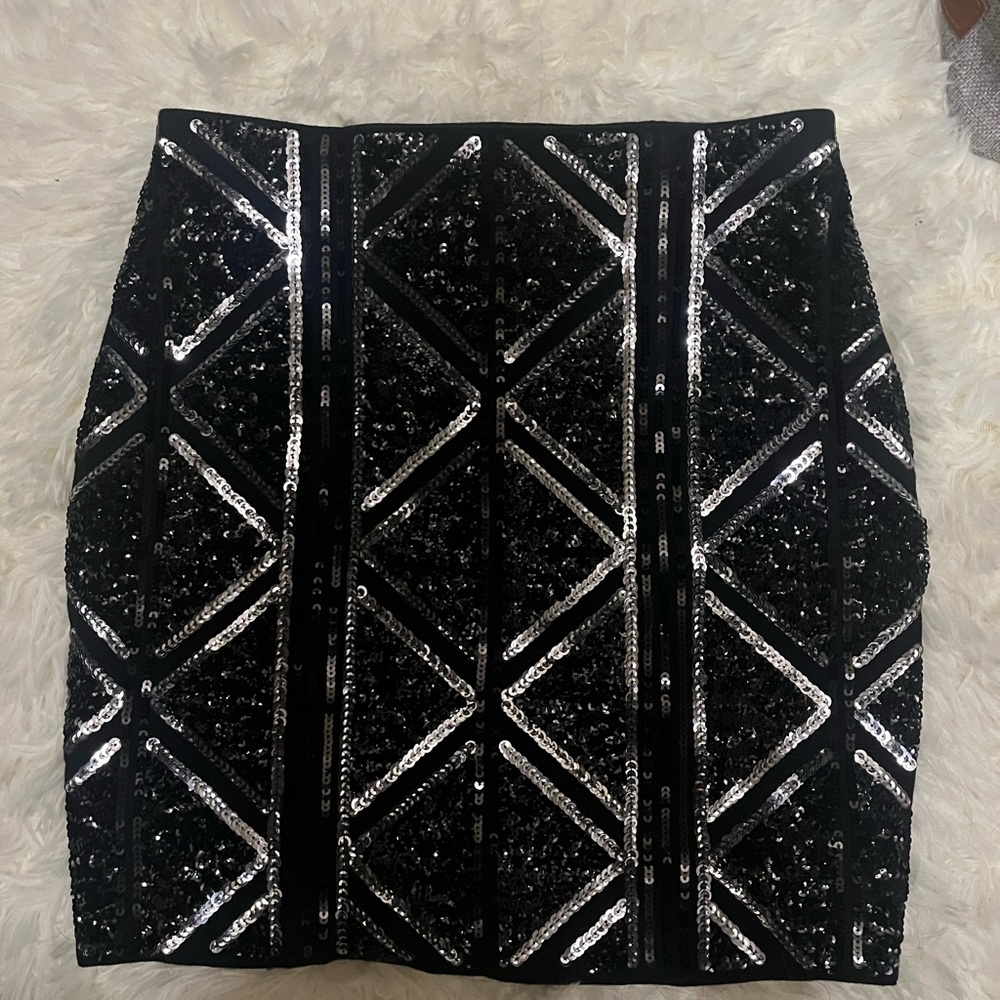 Express Black Sequin mini Skirt